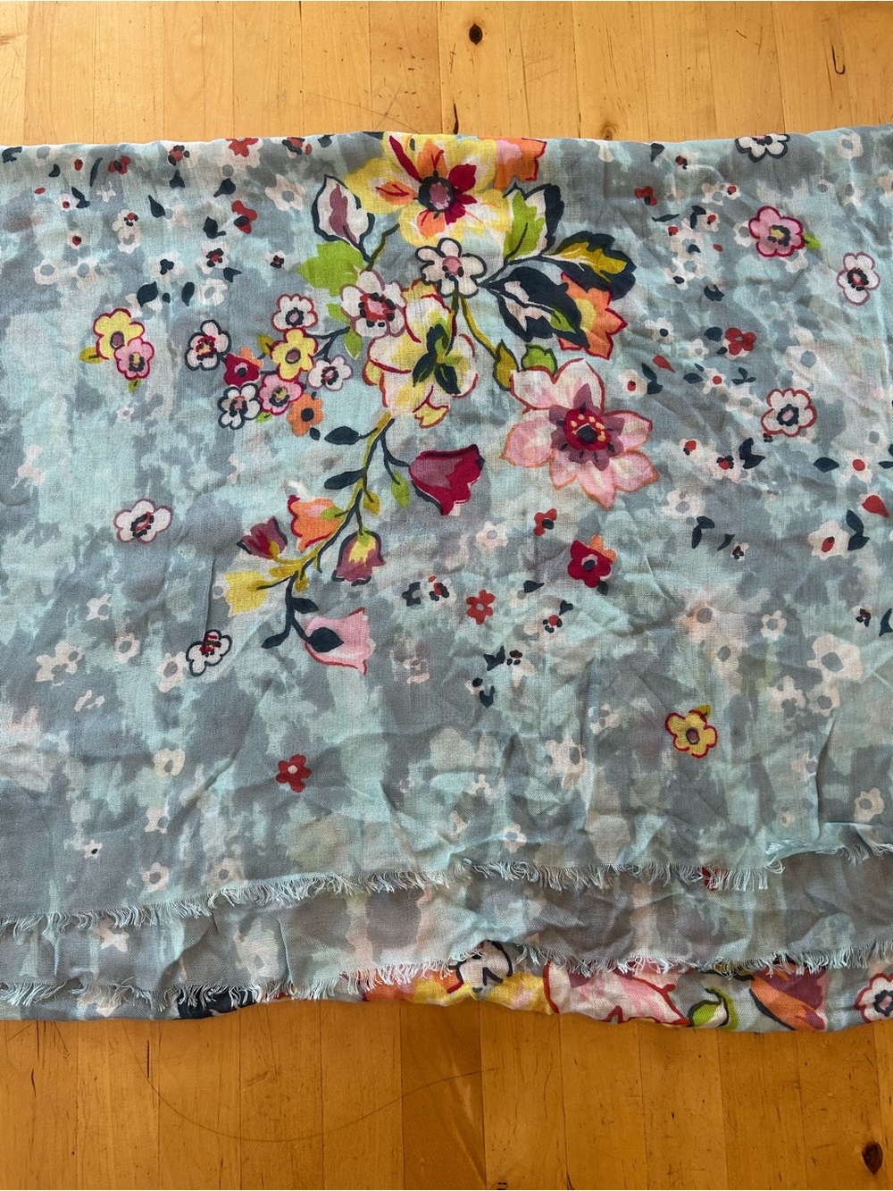 Vera Bradley Soft Gauze Scarf Soft Sage Teal Pink Wrap Eyelash Fringe 29x72 - Picture 5 of 7
